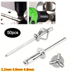 50pcs New 3.2mm 4.0mm 4.8mm Folding Blind Rivet Silver Tri-fold Aluminum Alloy Rivet Round Head Tri Grip Rivets