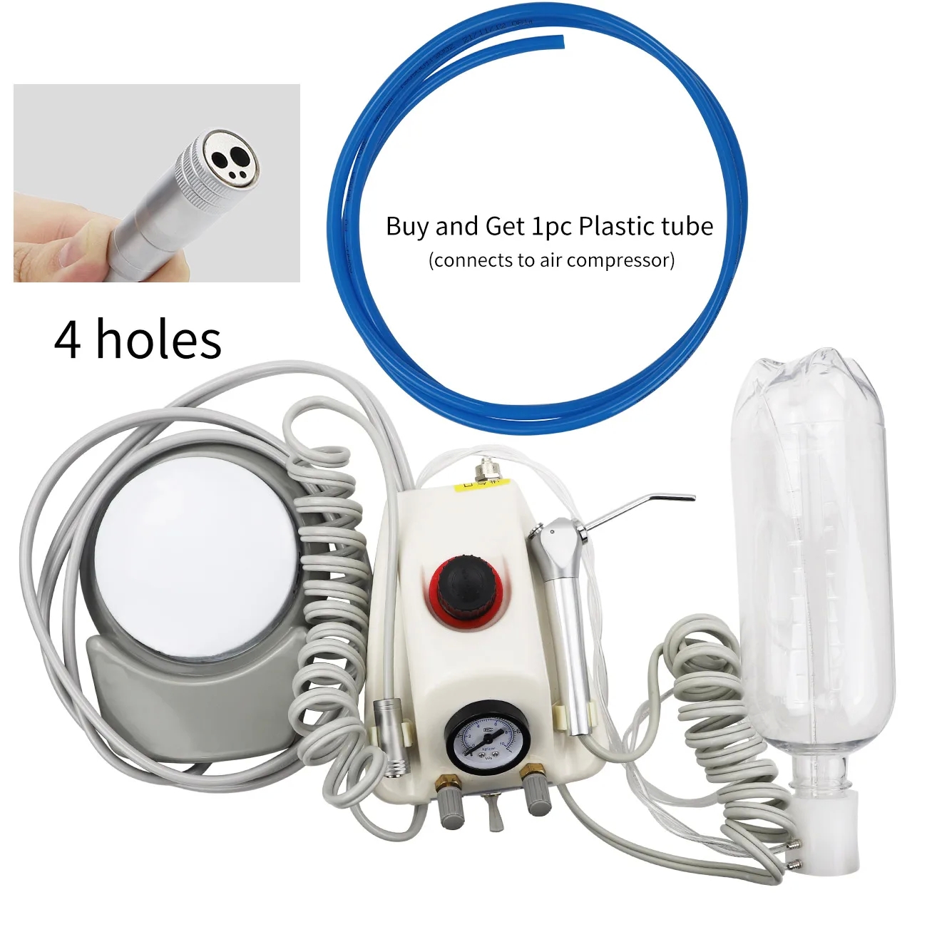 Portable Dental Air Turbine Unit Work with Air Compressor 3-Way Syringe 2/4 Holes Teeth Whitening Dental Equipment Plastic Shell - Image 7