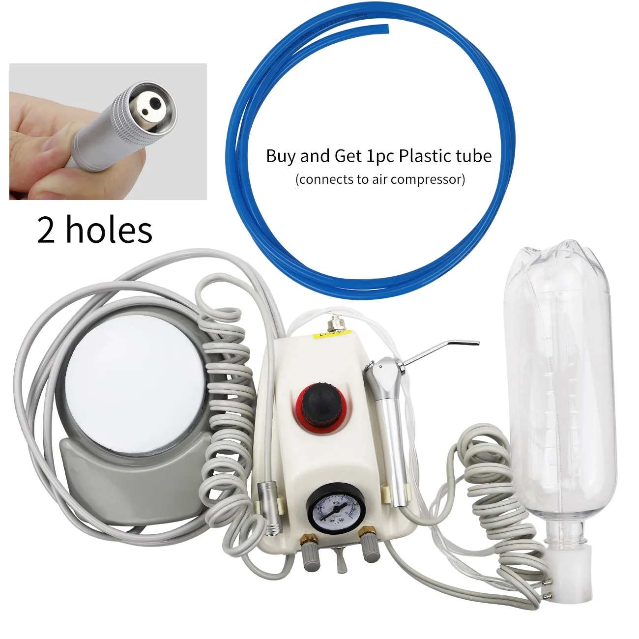 Portable Dental Air Turbine Unit Work with Air Compressor 3-Way Syringe 2/4 Holes Teeth Whitening Dental Equipment Plastic Shell - Image 8