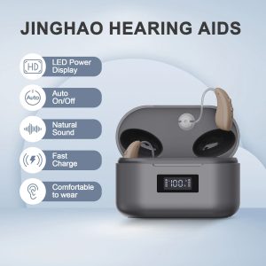 JINGHAO Rechargable Hearing Aids Behind the Ear 20 Hours Working Time Auto Turn/off Fasr Charging Hearing Amplifier
