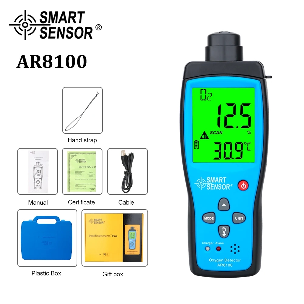 Handheld Oxygen Gas Analyzer O2 Detector Tester Meter Indoor Air Quality Monitor Temperature Thermometer Alarm 0-30% - Image 8