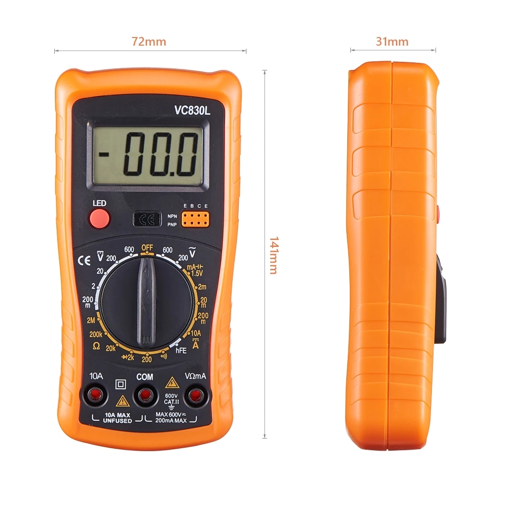 QHTITEC VC830L Digital Multimeter AC/DC Ammeter Volt Ohm Tester Meter Multimetro With LCD Screen Backlight Portable Voltmeter - Image 3