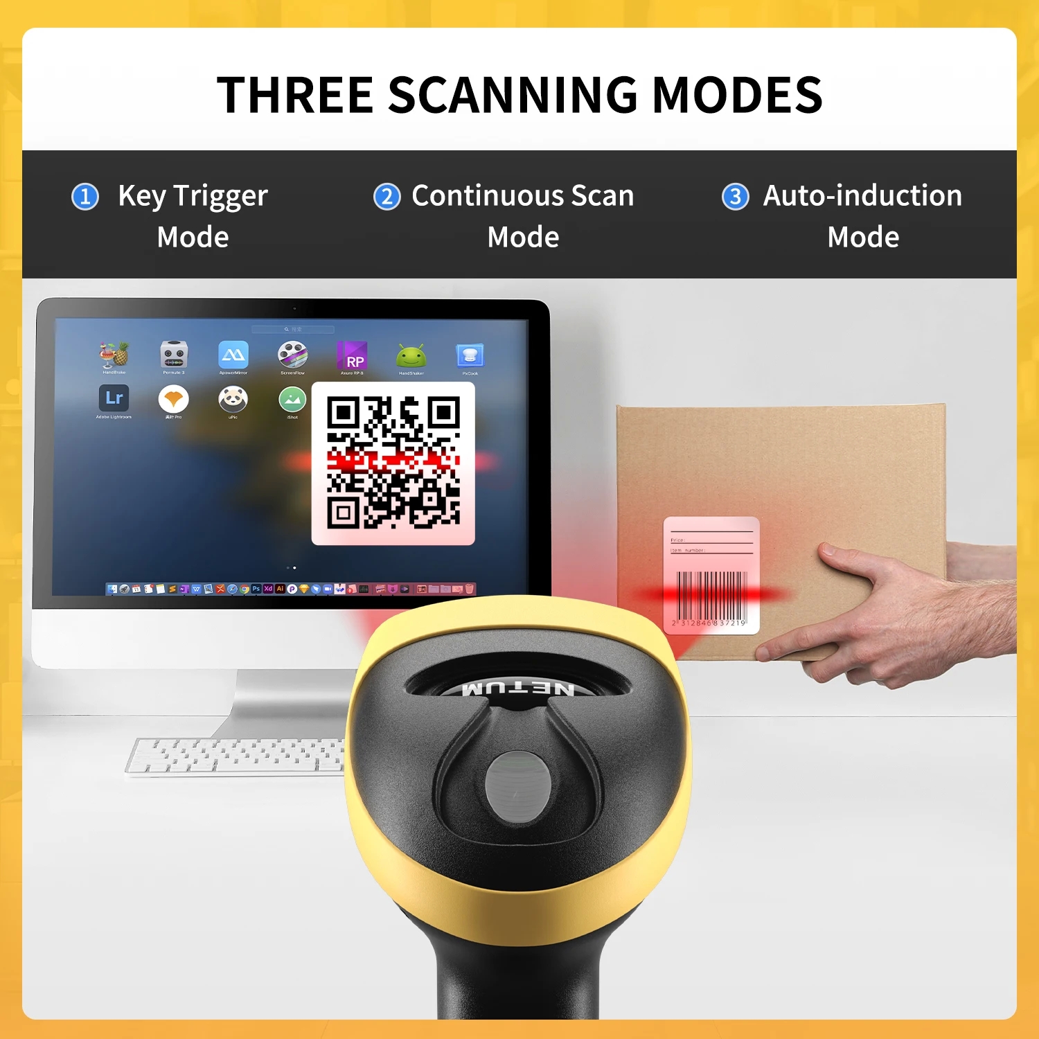 NETUM L8BLPro Blueooth Wireless 2D Barcode Scanner QR Barcode Reader PDF417 Automatic Sensing for Pos Scanning - Image 2