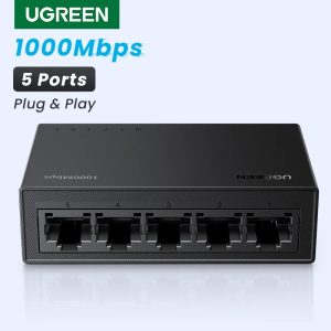 UGREEN Ethernet Switch 1000Mbps Mini Network Expansion 5 Ports All Gigabit for Router PC Lan Hub Full/Half Duplex Plug and Play