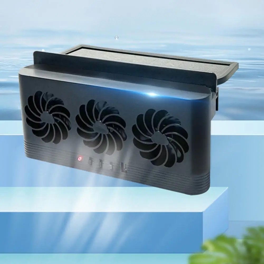 Upgrade Solar Powered Fan Car Cooler Front/Rear USB Charging Window Radiator Exhaust Fan Auto Air Vent Fan Ventilation Radiator - Image 2