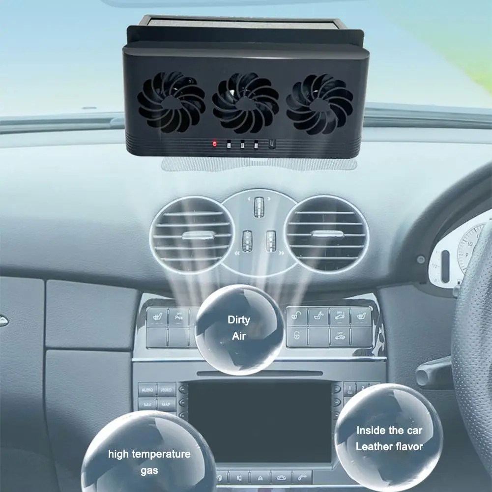 Upgrade Solar Powered Fan Car Cooler Front/Rear USB Charging Window Radiator Exhaust Fan Auto Air Vent Fan Ventilation Radiator - Image 4