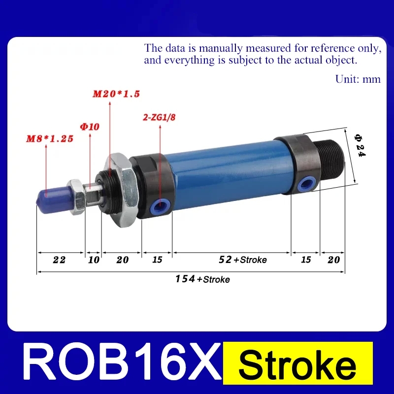 RO Series ROA ROB ROC Mini Hydraulic Cylinder Small Bore16/20/25/32/40/50 Stroke25/50/75/100/125/150/175/200/250mm - Image 11