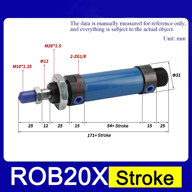 RO Series ROA ROB ROC Mini Hydraulic Cylinder Small Bore16/20/25/32/40/50 Stroke25/50/75/100/125/150/175/200/250mm - Image 13