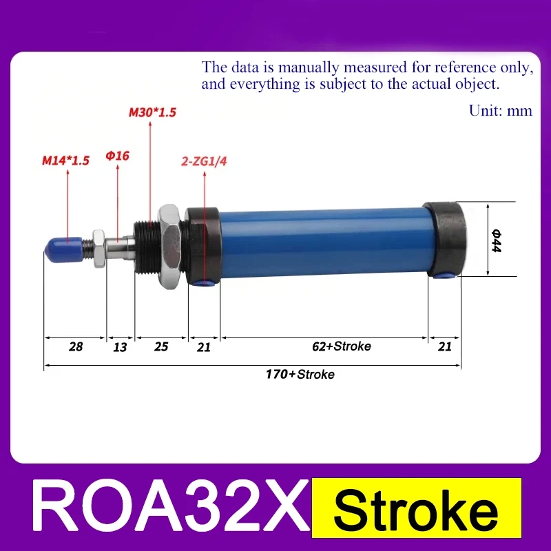 RO Series ROA ROB ROC Mini Hydraulic Cylinder Small Bore16/20/25/32/40/50 Stroke25/50/75/100/125/150/175/200/250mm - Image 17