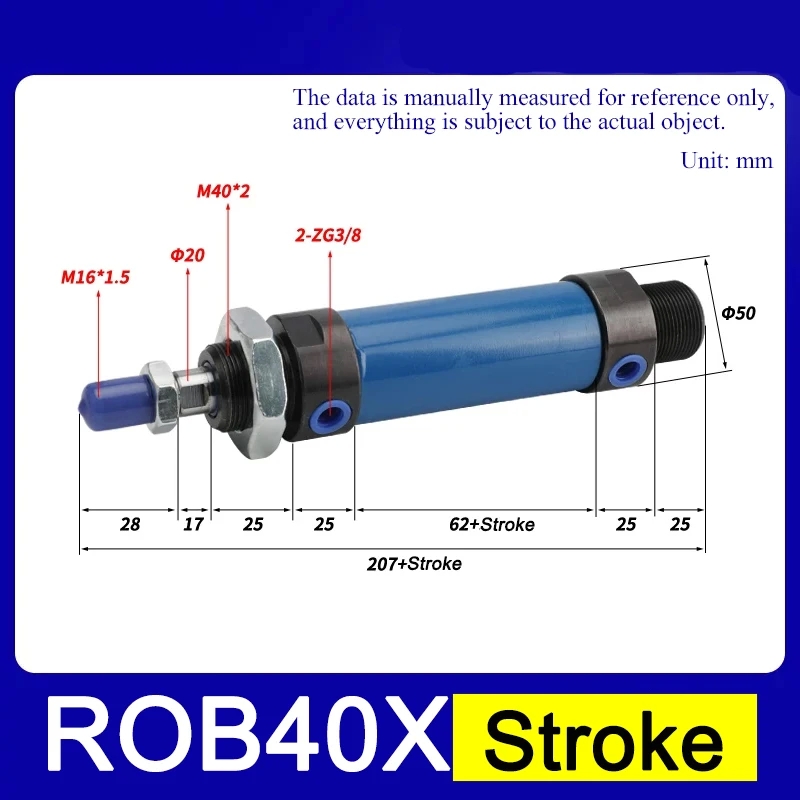 RO Series ROA ROB ROC Mini Hydraulic Cylinder Small Bore16/20/25/32/40/50 Stroke25/50/75/100/125/150/175/200/250mm - Image 20