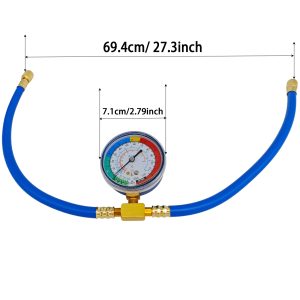 Refrigerant Charging Hose R134A with Gauge Automotive AC Refill Kit Compatible Gas Pressure Measuring Tool for Car Air Repair