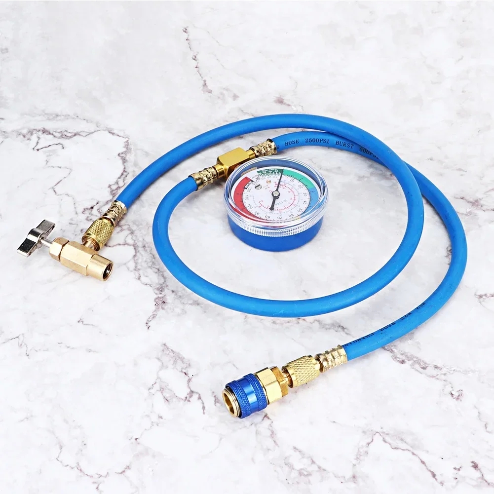Refrigerant Charging Hose R134A with Gauge Automotive AC Refill Kit Compatible Gas Pressure Measuring Tool for Car Air Repair - Image 4