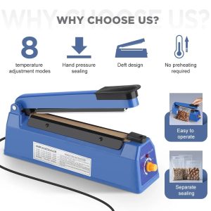 200mm Heat Sealing Machine Home Impulse Sealer Kitchen Food Vacuum Seal Kraft Paper/Plastic Bag Meat/Candy/Fruit Storage 220V