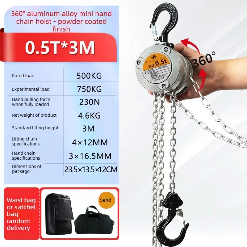 Mini Lightweight Aluminum Alloy 0.5 Ton Manual Chain Hoist Small Portable Miniature Lifting Chain Manual Crane for Lifting - Image 11