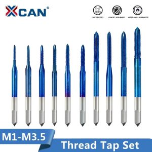 XCAN Thread Tap 10pcs M1-M3.5 HSS Metric Plug Tap Screw Tap Drill with Adjustable Tap Wrench Nano Blue Coated Machine Tap