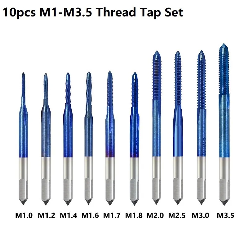 XCAN Thread Tap 10pcs M1-M3.5 HSS Metric Plug Tap Screw Tap Drill with Adjustable Tap Wrench Nano Blue Coated Machine Tap - Image 7