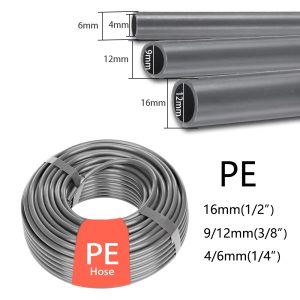 Gray PE Hose 1/4 3/8 1/2 Inch 10M 20M 30M For Home Garden Greenhouse Drip Irrigation Pipe OD 6mm 12mm 16mm Watering Tube System