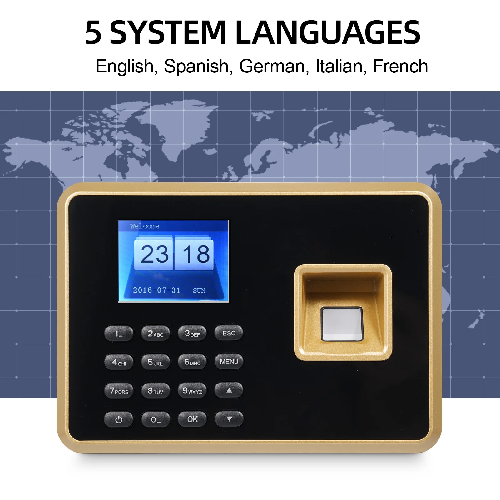 Bisofice Biometric Time Clock Attendance Machine for Employees Support 1000pcs Fingerprint/1000pcs Password - Image 2
