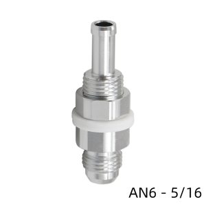 6AN Flare Male Bulkhead to 5/16″ Hose Barb Fuel Pump Tank Adapter Fitting， 8AN – 3/8