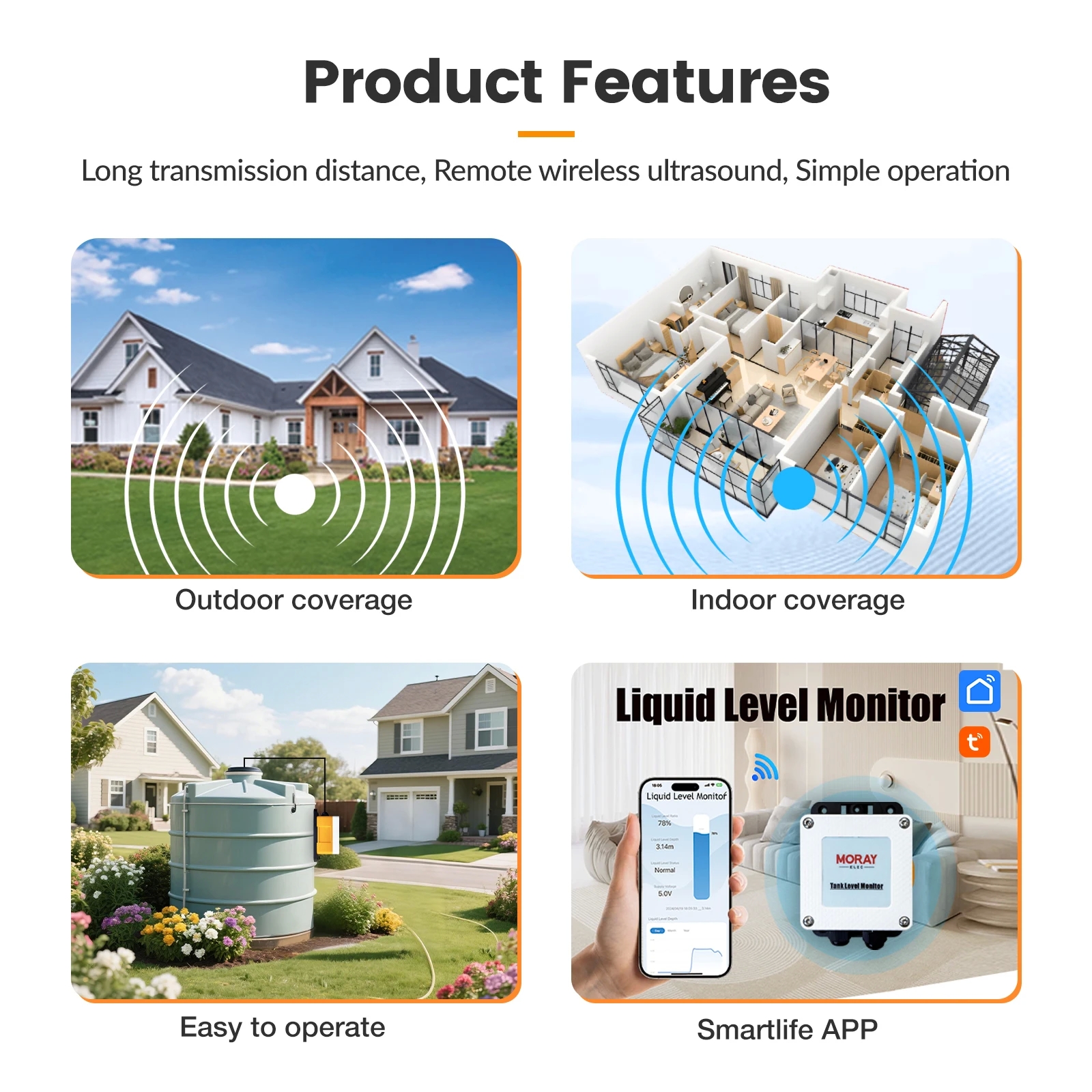 ME202W 5m Intelligent Water Tank Level Sensor Meter Tuya Intelligent Remote WiFi High Accuracy Oil Diesel Water Level Meter - Image 4
