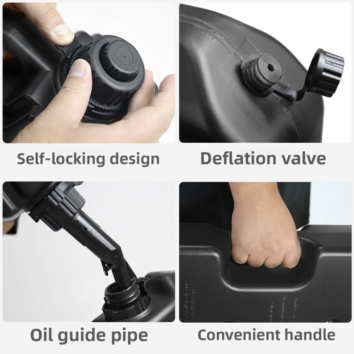 30L 7.93Gal Oil Tank Boat on-board Thick Motorcycle Spare Petrol Car Portable Black Oil Drum Fuel Tank with 2 Locks Set - Image 4