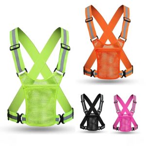 Reflective Safety Vests Lightweight Adjustable Elastic Vest Jacket Hi Vis Reflective Strips for Traffic Control Running Cycling