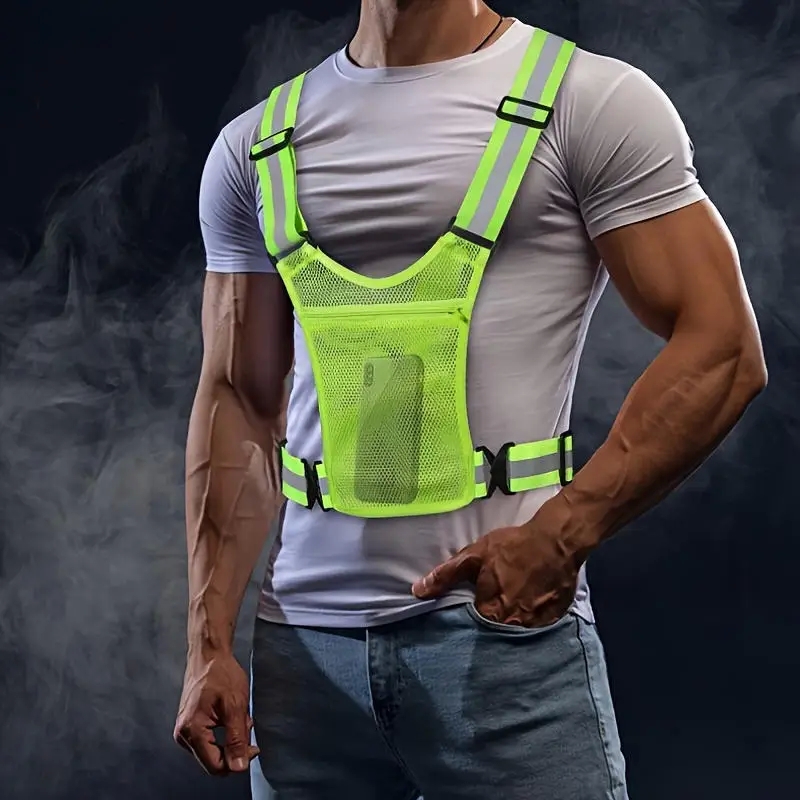 Reflective Safety Vests Lightweight Adjustable Elastic Vest Jacket Hi Vis Reflective Strips for Traffic Control Running Cycling - Image 2