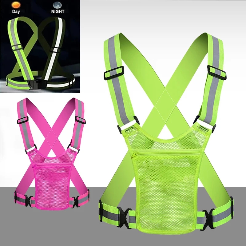 Reflective Safety Vests Lightweight Adjustable Elastic Vest Jacket Hi Vis Reflective Strips for Traffic Control Running Cycling - Image 3