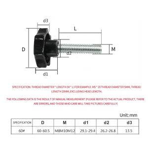 Luchang M8 M10 60# Thread Star Shaped Clamping Nuts Knob For Industry Equipment Bakelite Plastic Head Handle Screw
