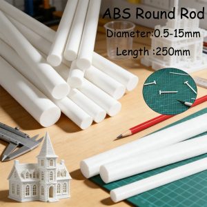 1-50Pcs DIY ABS Round Rods Assortment, 0.5-15mm X 250mm, Plastic Bars for Model Making, Crafts & Repair Projects
