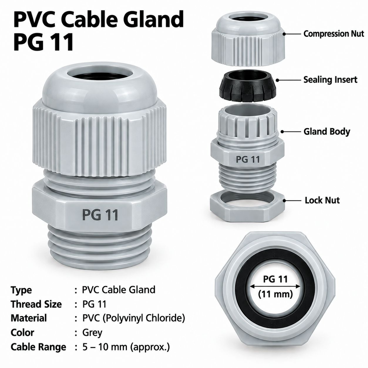 PVC Cable Gland PG 11 - 39350