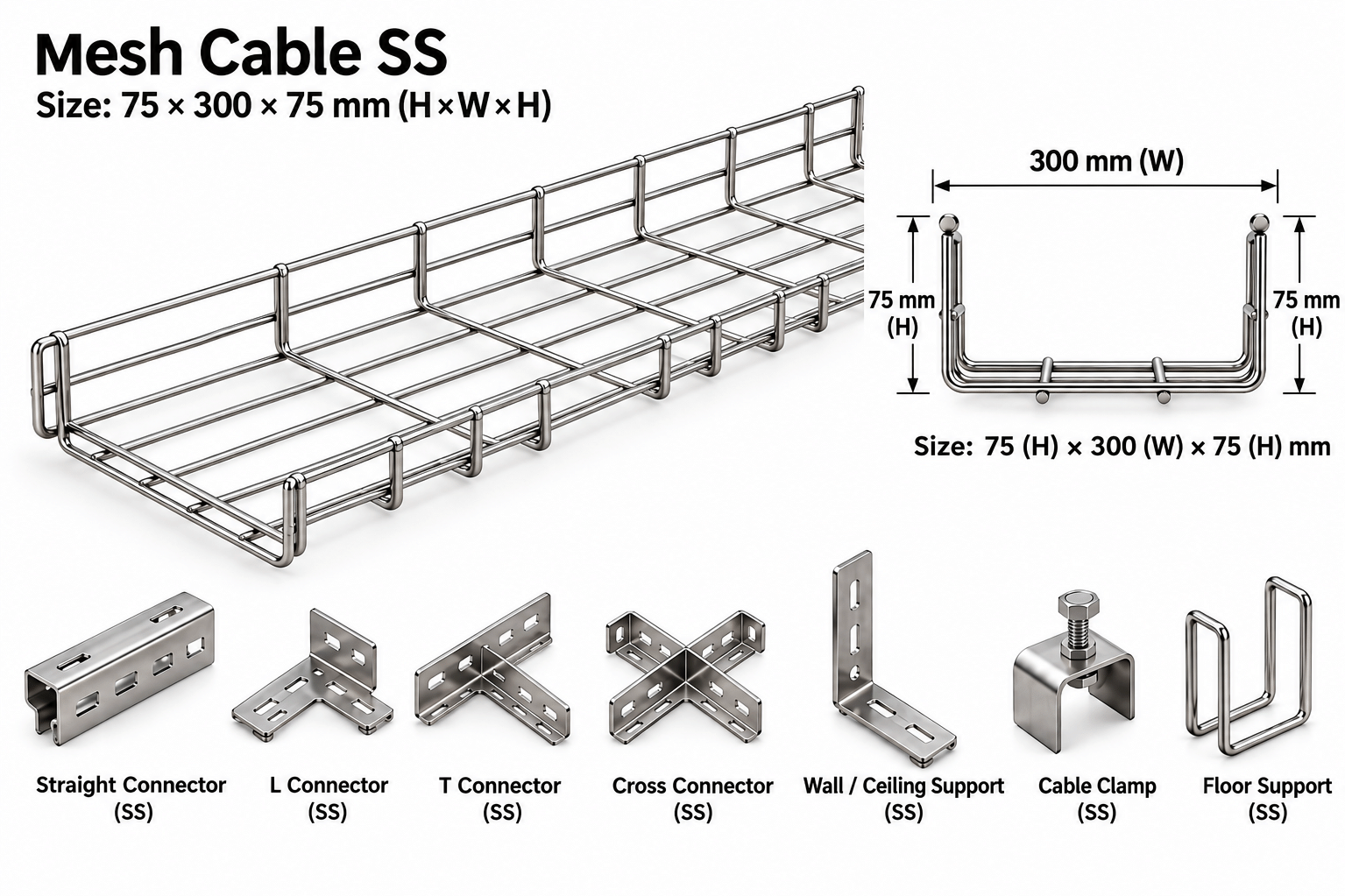 Mesh Cable Size 75*300*75 mm With accessories - 39350